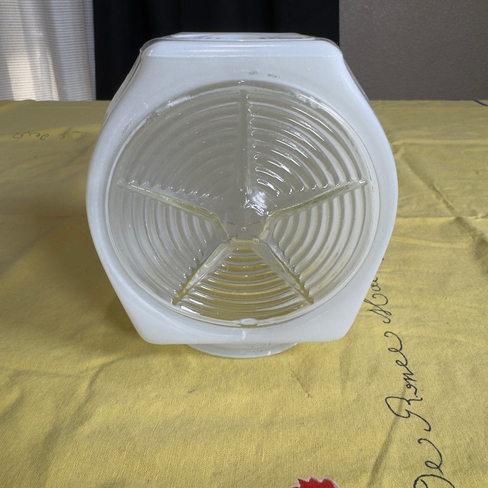 Vintage Milk Glass Square Light Globe Shade Starburst Lens 3.25 In Fitter